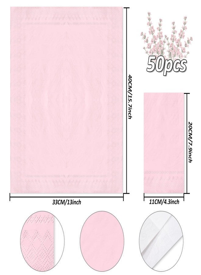 JarThenaAMCS 50 Pcs Light Pink Disposable Guest Napkins - Paper Hand Towel for Bathroom, Wedding, Baby Shower, Dinner, Dessert and Beverage - Image 2